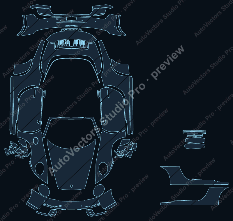 Porsche 911 Carrera 4 GTS 992.2 2025 cabriolet precut PPF pattern – watermarked preview from the cutting software