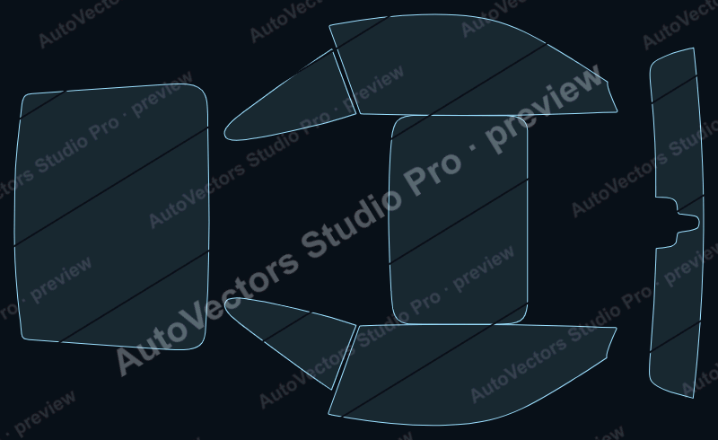 Porsche 911 GT3 2012 precut window film pattern – watermarked preview from the cutting software
