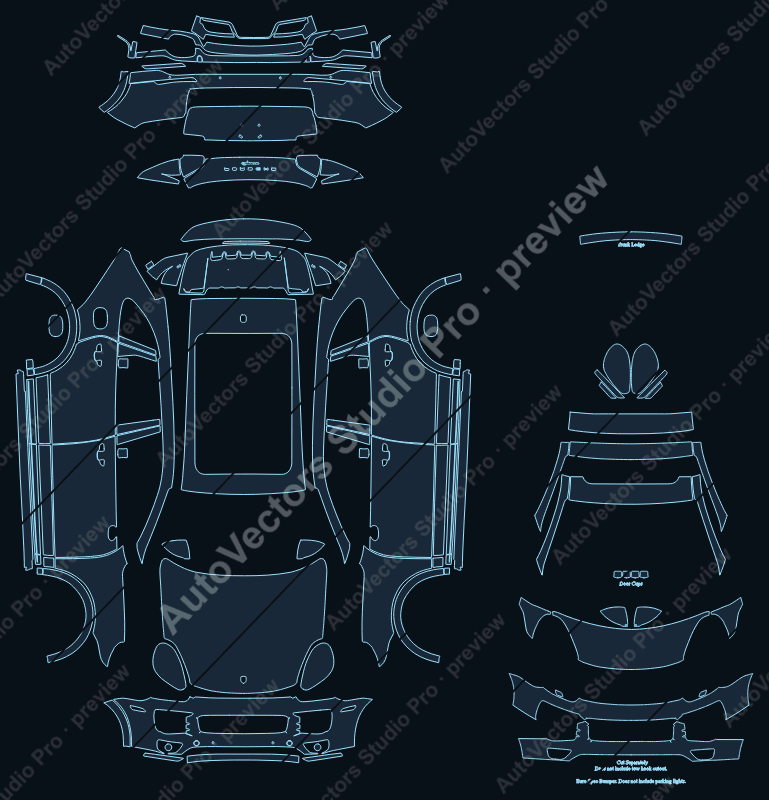 Porsche Cayenne 958.2 S Facelift 2015 SUV precut PPF pattern – watermarked preview from the cutting software