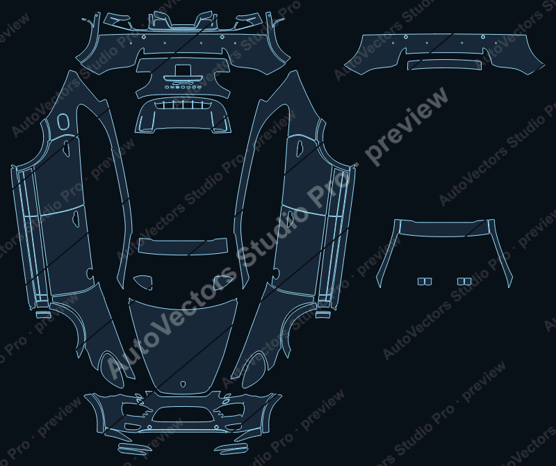 Porsche Cayenne 958 GTS Pre-Facelift 2011 SUV precut PPF pattern – watermarked preview from the cutting software