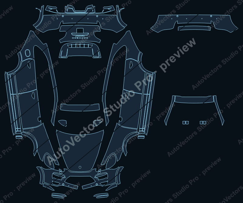 Porsche Cayenne 958 Pre-Facelift Turbo 2010 SUV precut PPF pattern – watermarked preview from the cutting software
