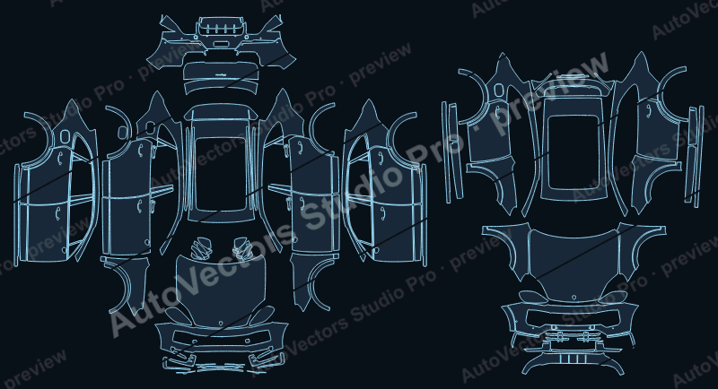 Porsche Cayenne 9YA Base Facelift 2024 SUV precut PPF pattern – watermarked preview from the cutting software