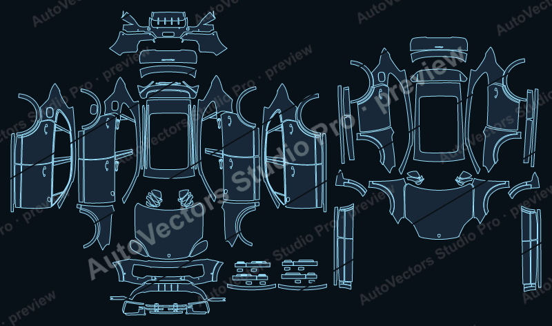 Porsche Cayenne 9YA GTS Facelift 2024 SUV precut PPF pattern – watermarked preview from the cutting software