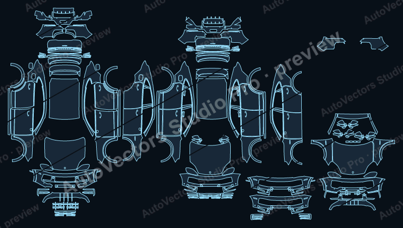 Porsche Cayenne 9YB Facelift 2023 coupe precut PPF pattern – watermarked preview from the cutting software