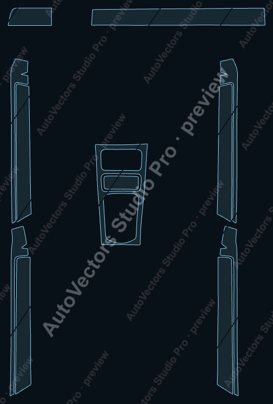 Porsche Cayenne Base 2010 precut interior protection film pattern – watermarked preview from the cutting software