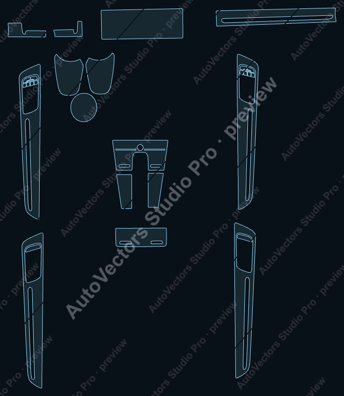 Porsche Cayenne Base 2018 precut interior protection film pattern – watermarked preview from the cutting software