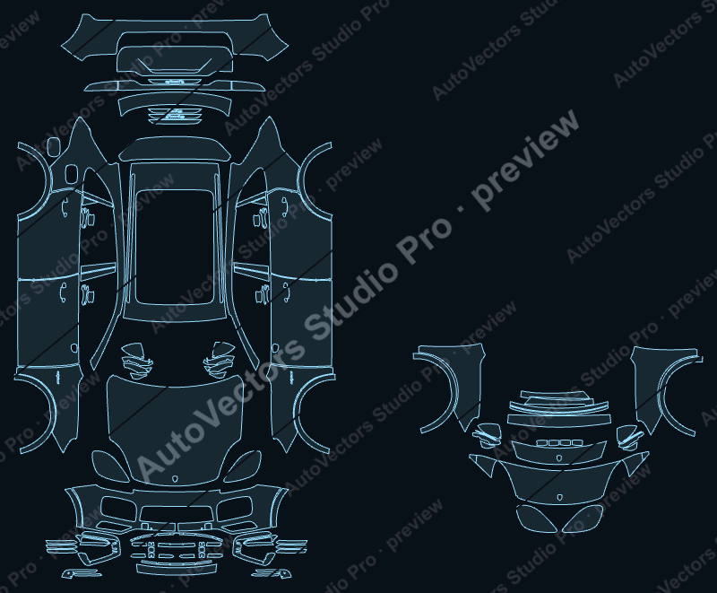 Porsche Cayenne E-Hybrid With SportDesign 2018 SUV precut PPF pattern – watermarked preview from the cutting software