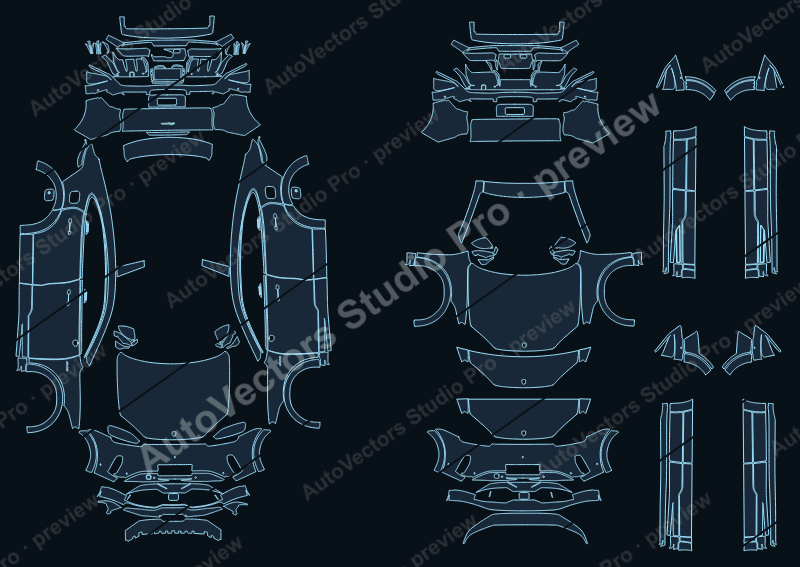 Porsche Cayenne Electric E4 2026 coupe precut PPF pattern – watermarked preview from the cutting software