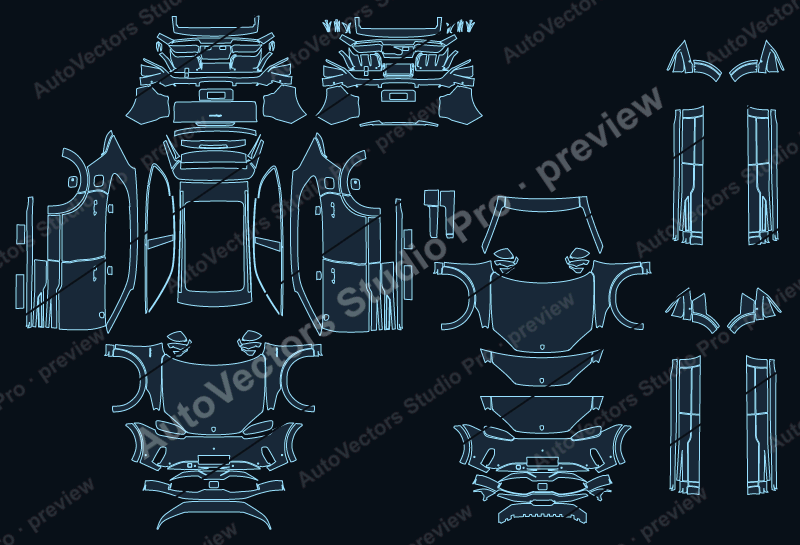 Porsche Cayenne Electric E4 2026 SUV precut PPF pattern – watermarked preview from the cutting software