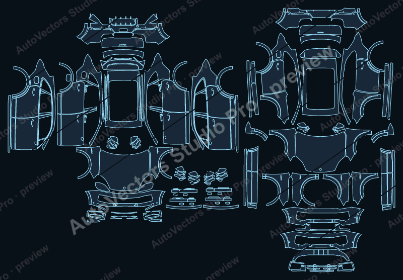 Porsche Cayenne S 9YA Facelift 2023 SUV precut PPF pattern – watermarked preview from the cutting software