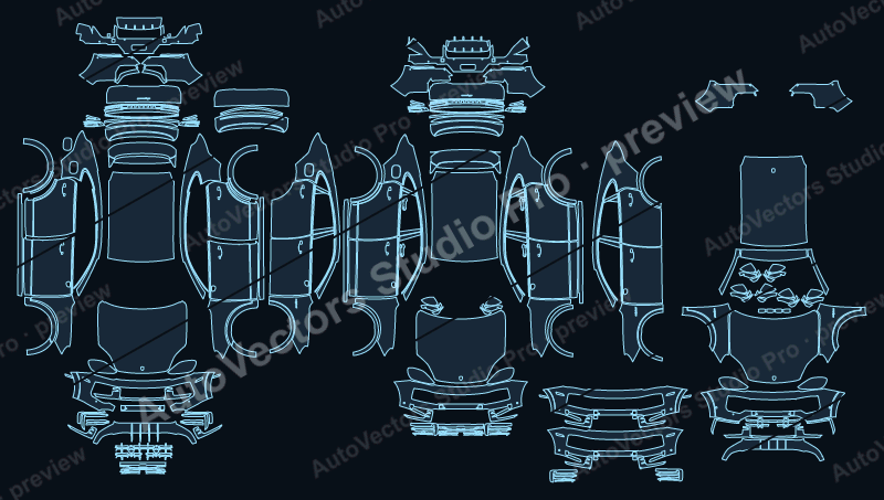 Porsche Cayenne S 9YB Facelift 2023 coupe precut PPF pattern – watermarked preview from the cutting software