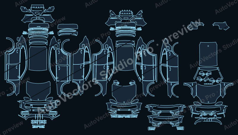 Porsche Cayenne S E-Hybrid 9YB Facelift 2023 coupe precut PPF pattern – watermarked preview from the cutting software