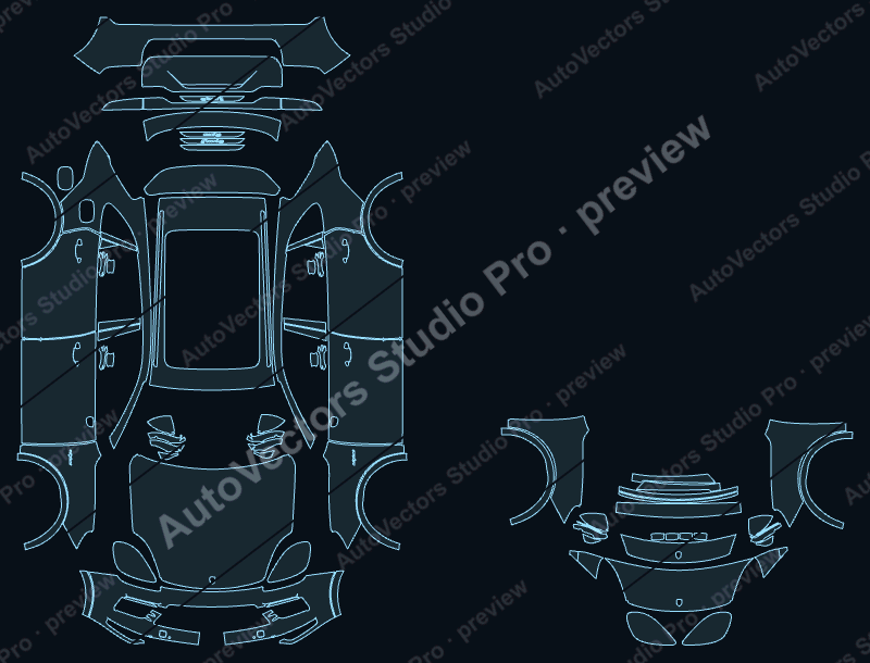 Porsche Cayenne S-E-Hybrid-Base 2018 SUV precut PPF pattern – watermarked preview from the cutting software
