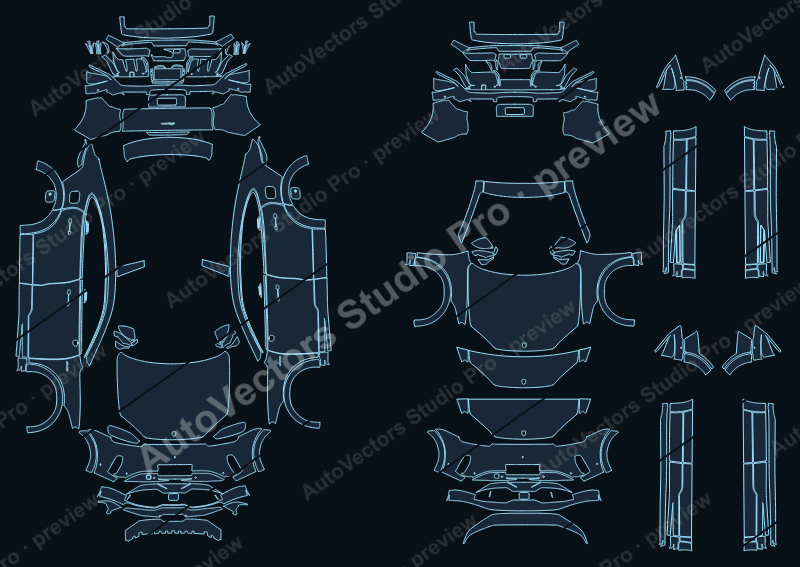 Porsche Cayenne S Electric E4 2026 coupe precut PPF pattern – watermarked preview from the cutting software
