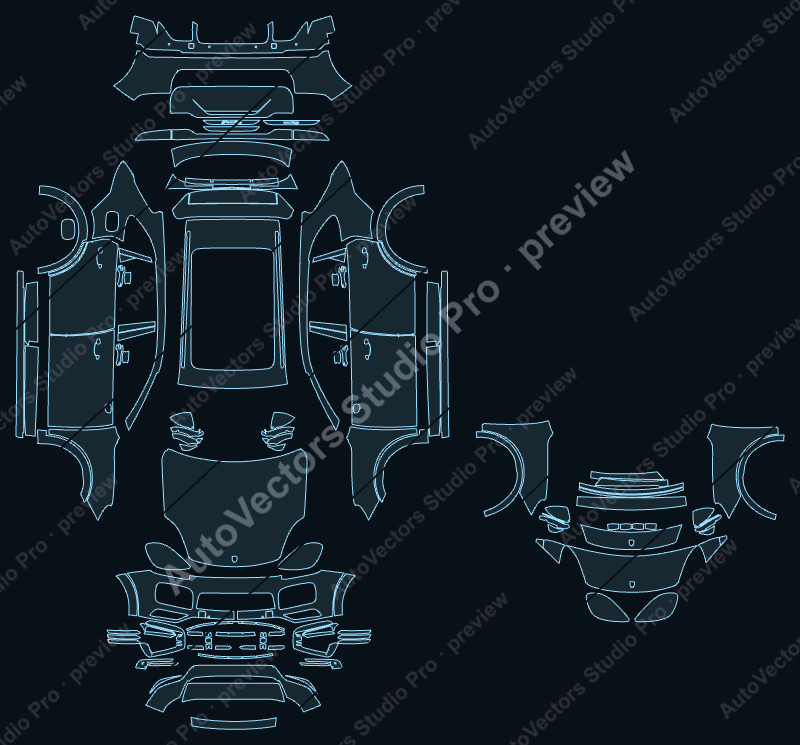 Porsche Cayenne S With SportDesign 2018 SUV precut PPF pattern – watermarked preview from the cutting software