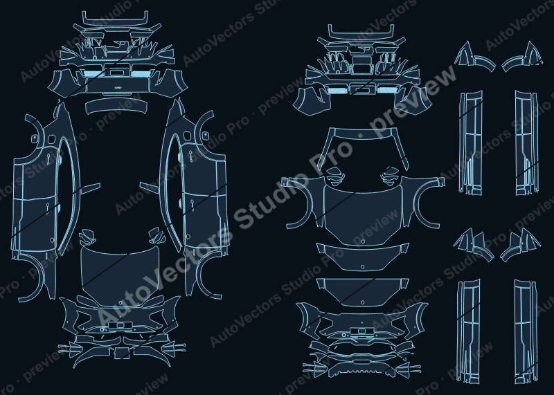 Porsche Cayenne Turbo Electric E4 2026 coupe precut PPF pattern – watermarked preview from the cutting software