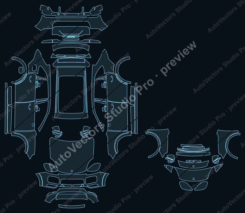 Porsche Cayenne Turbo With SportDesign 2018 SUV precut PPF pattern – watermarked preview from the cutting software