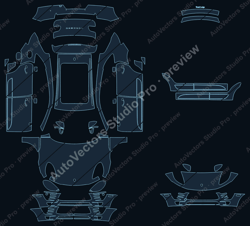 Porsche Macan 95B S Pre-Facelift 2014 SUV precut PPF pattern – watermarked preview from the cutting software