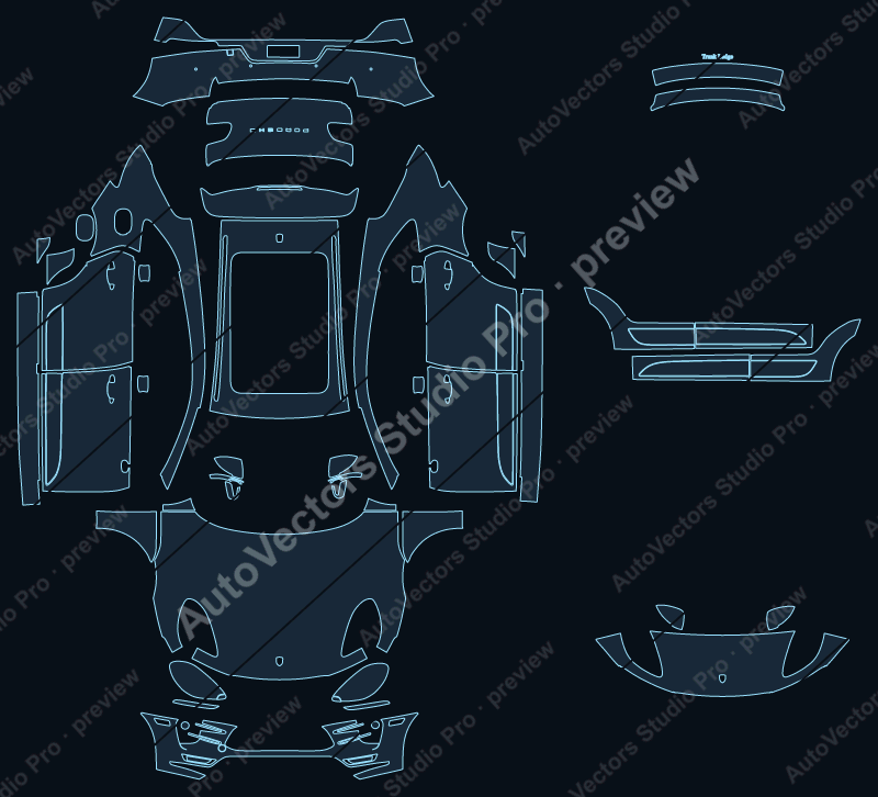 Porsche Macan 95B Turbo Performance Pcg. Pre-LCI 2015 SUV precut PPF pattern – watermarked preview from the cutting software