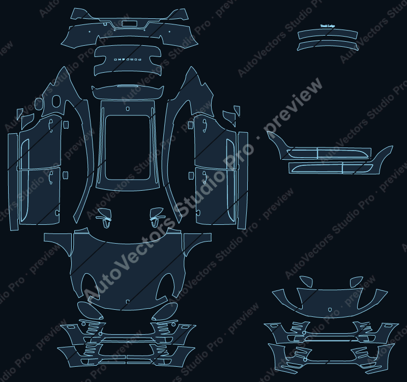 Porsche Macan 95B Turbo Pre-Facelift 2014 SUV precut PPF pattern – watermarked preview from the cutting software