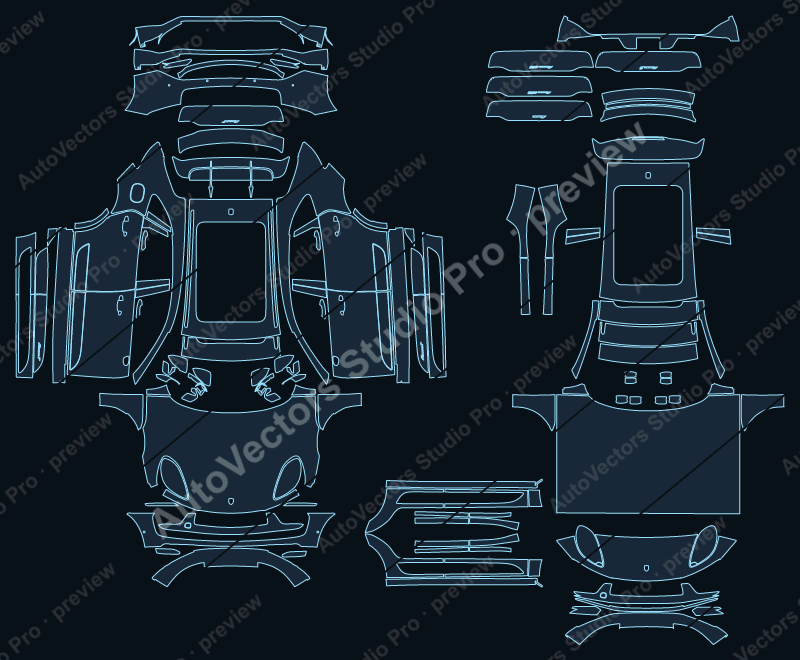 Porsche Macan Base S GTS T Facelift 95B 2022 SUV precut PPF pattern – watermarked preview from the cutting software