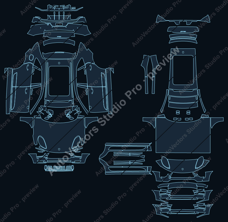 Porsche Macan Base S Sport Facelift 95B 2019 SUV precut PPF pattern – watermarked preview from the cutting software