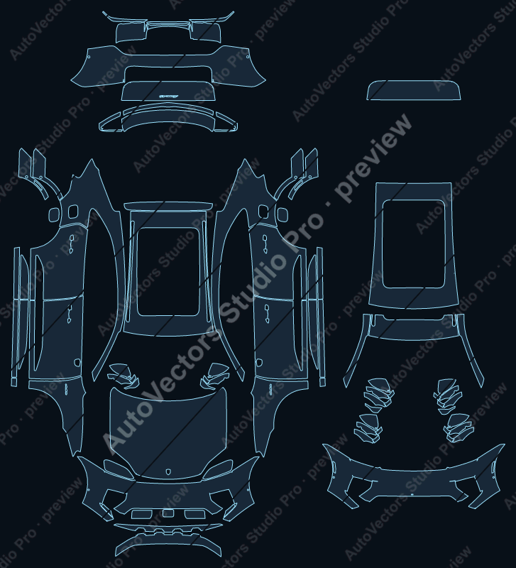 Porsche Macan Electric 4 4S PPE 2024 SUV precut PPF pattern – watermarked preview from the cutting software