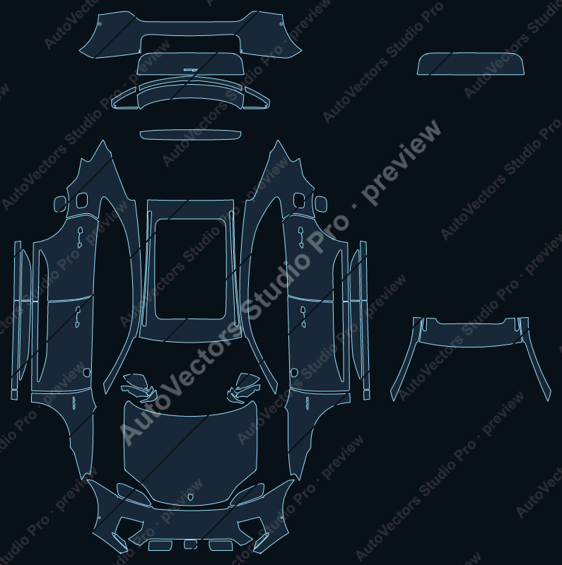 Porsche Macan Electric Base 4 4S 2024 precut PPF pattern – watermarked preview from the cutting software