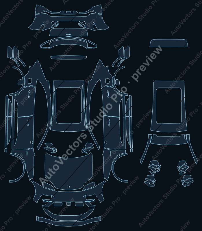 Porsche Macan Electric Turbo PPE 2024 SUV precut PPF pattern – watermarked preview from the cutting software