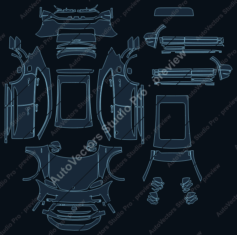 Porsche Macan Electric XAB GTS 2026 SUV precut PPF pattern – watermarked preview from the cutting software