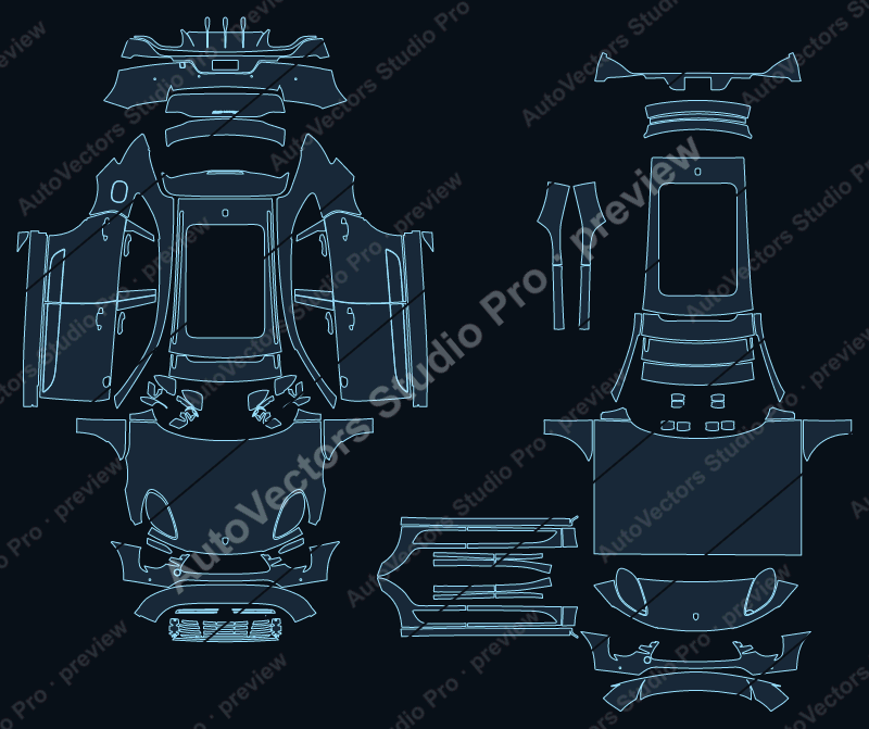 Porsche Macan GTS Facelift 95B 2019 SUV precut PPF pattern – watermarked preview from the cutting software