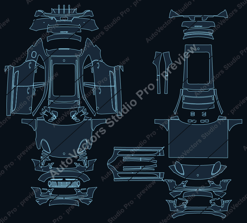 Porsche Macan Turbo Turbo Sport Facelift 95B 2019 SUV precut PPF pattern – watermarked preview from the cutting software