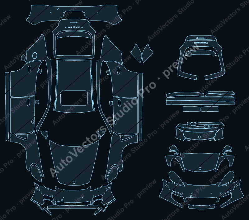 Porsche Panamera 970 Pre-Facelift 2010 sedan precut PPF pattern – watermarked preview from the cutting software