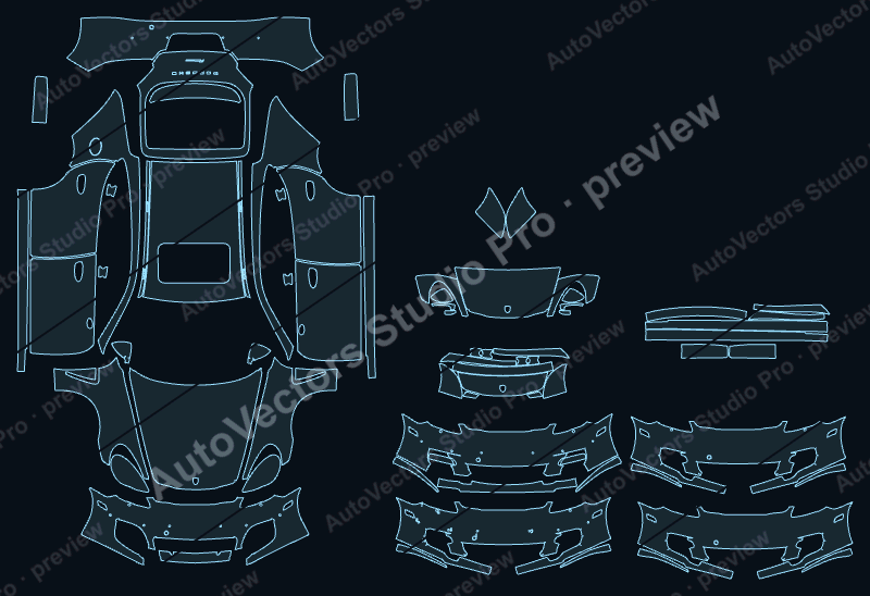 Porsche Panamera 970 Turbo Pre-Facelift 2010 sedan precut PPF pattern – watermarked preview from the cutting software