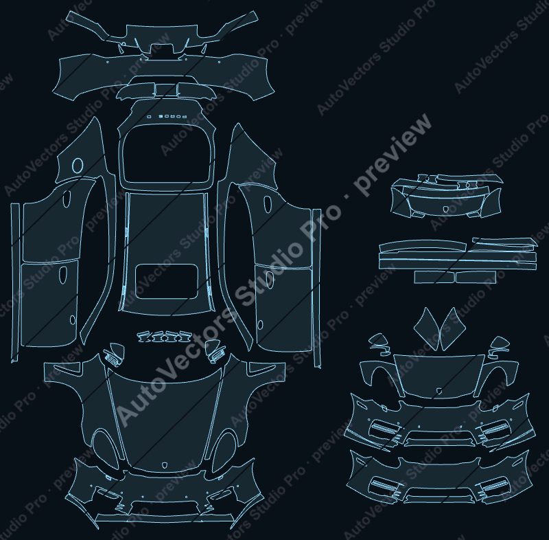 Porsche Panamera 970 Turbo S Facelift 2014 sedan precut PPF pattern – watermarked preview from the cutting software