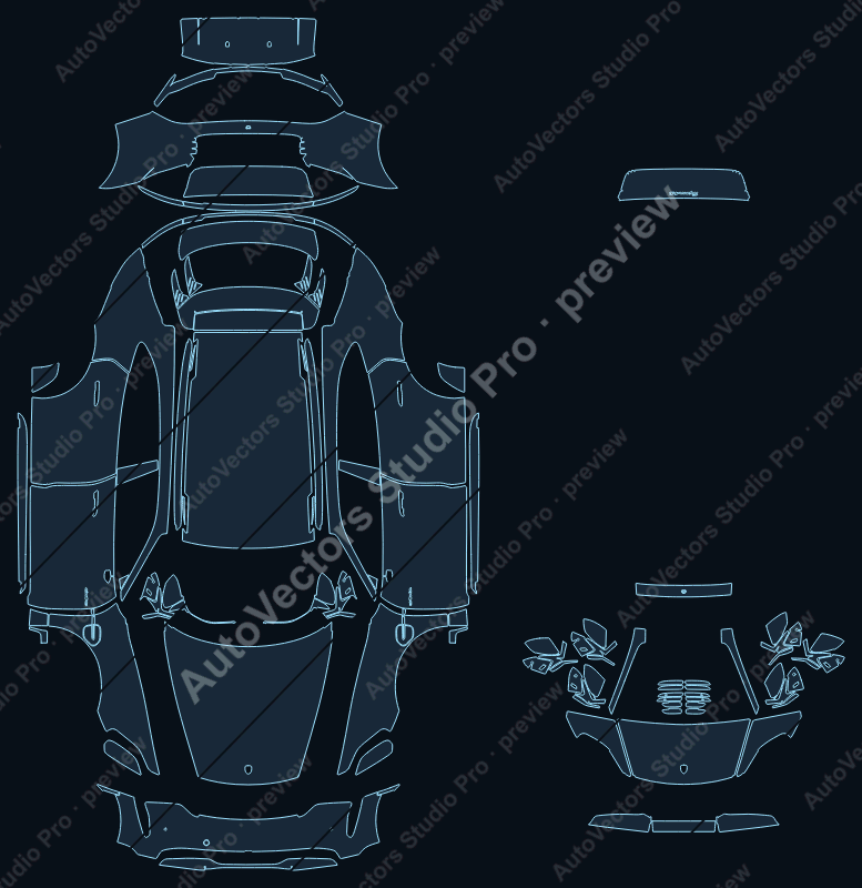Porsche Taycan 4S Cross Turismo J1 2024 wagon precut PPF pattern – watermarked preview from the cutting software