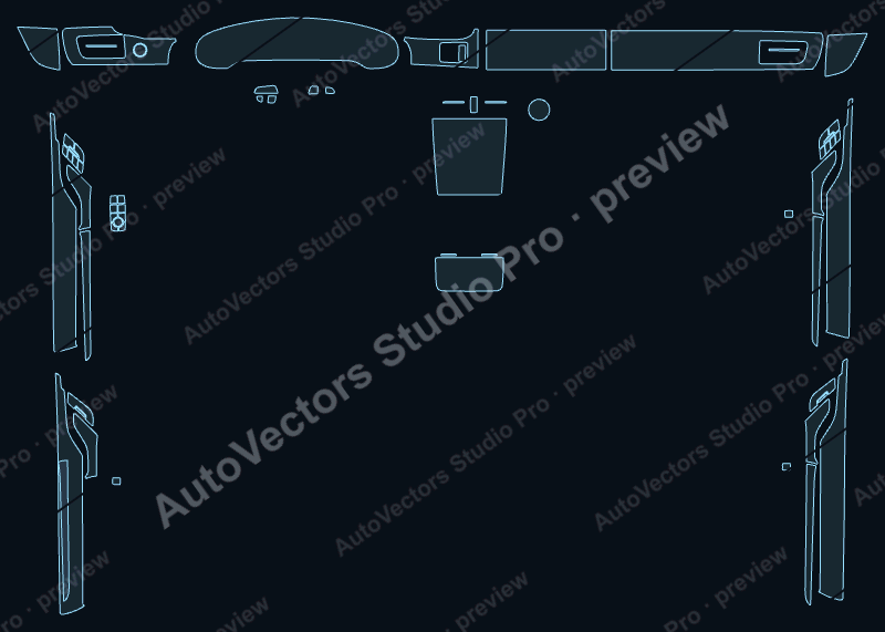 Porsche Taycan 4S SportDesign Pkg 2020 sedan precut interior protection film pattern – watermarked preview