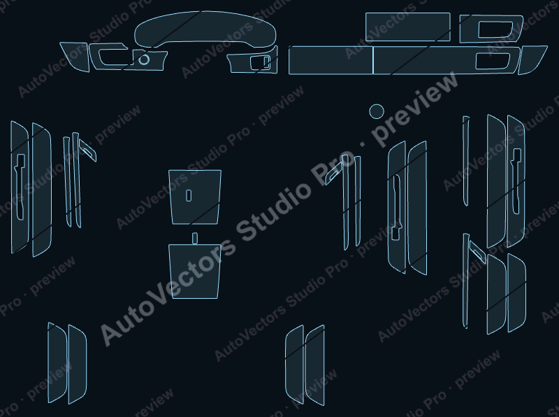 Porsche Taycan Base 2024 precut interior protection film pattern – watermarked preview from the cutting software
