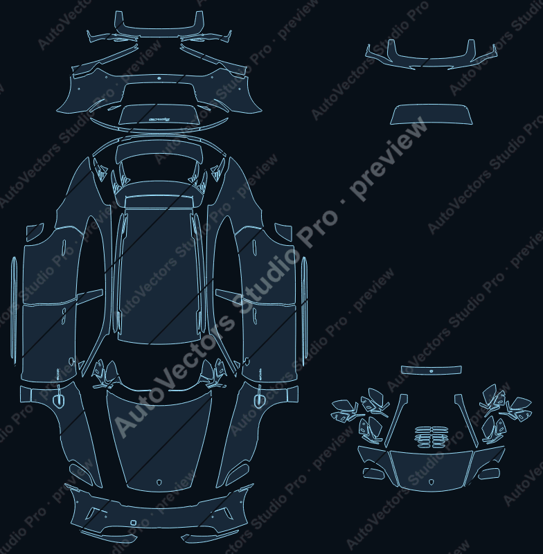 Porsche Taycan GTS J1 2024 sport turismo precut PPF pattern – watermarked preview from the cutting software