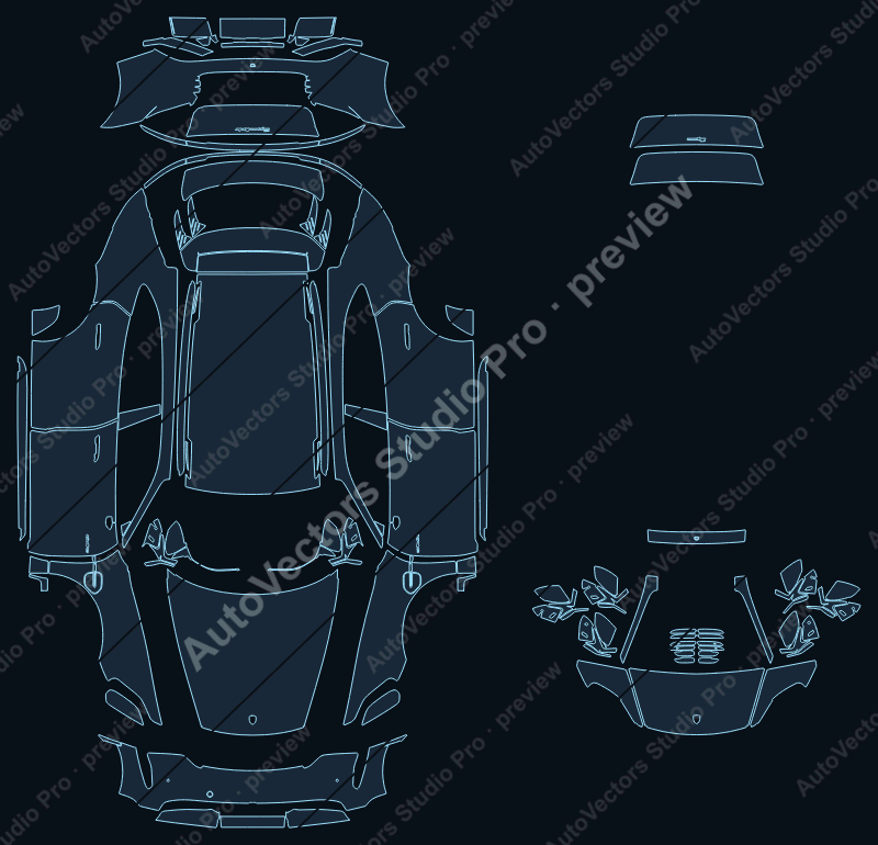 Porsche Taycan Turbo Cross Turismo J1 2024 wagon precut PPF pattern – watermarked preview from the cutting software