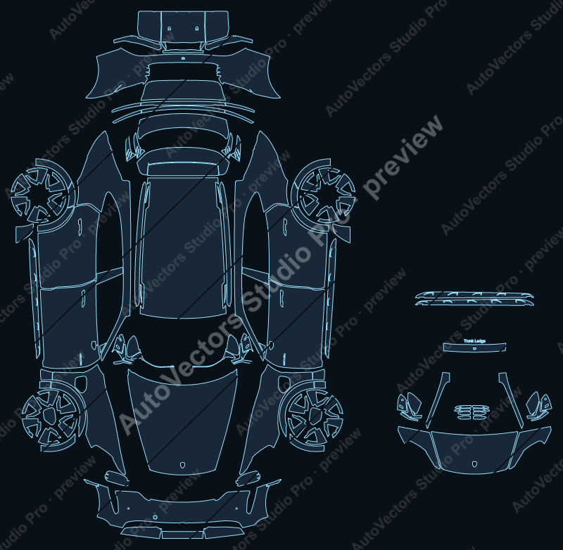 Porsche Taycan Turbo Turbo S Cross Turismo 2021 wagon precut PPF pattern – watermarked preview from the cutting software