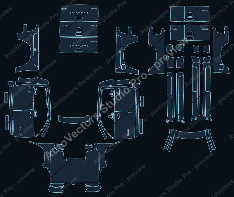 Ram 1500 Rebel 2025 precut PPF pattern – watermarked preview from the cutting software