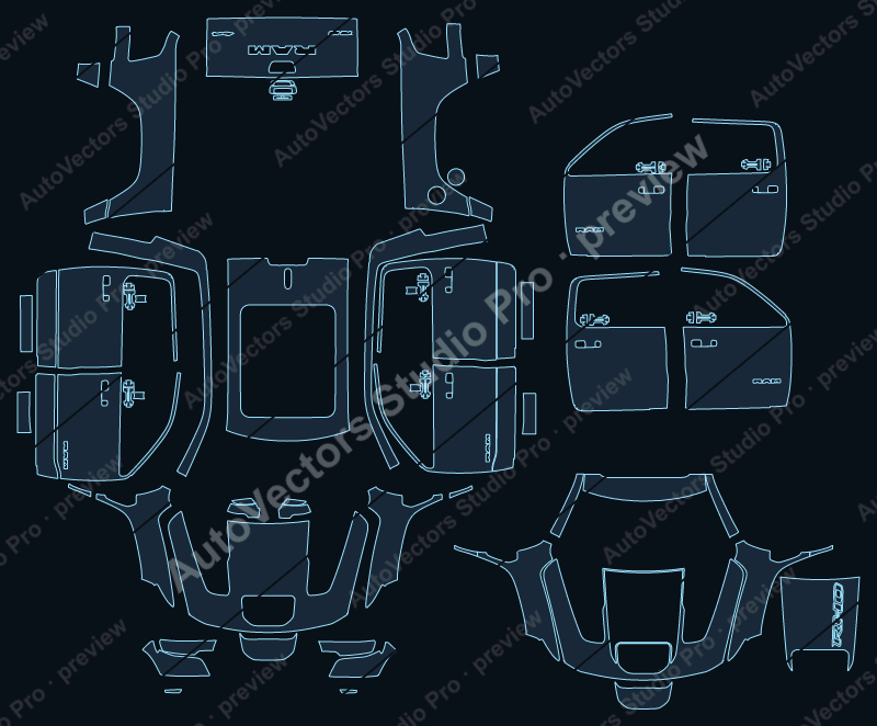 Ram 1500 RHO 2025 precut PPF pattern – watermarked preview from the cutting software
