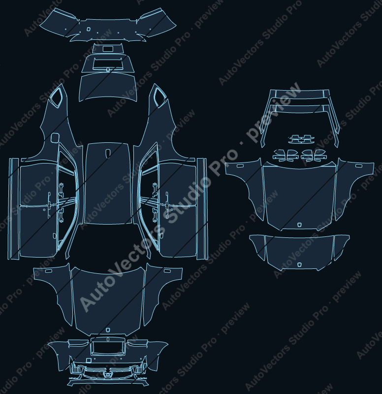 Rolls Royce Ghost RR21 Standard Wheelbase 2025 sedan precut PPF pattern – watermarked preview from the cutting software