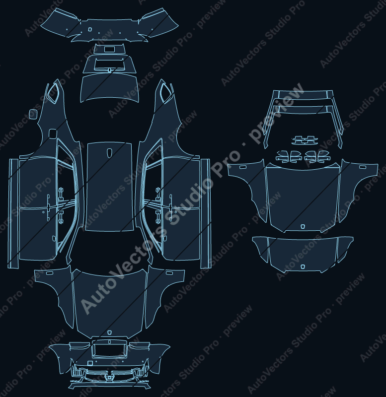 Rolls Royce Ghost RR22 Extended Wheelbase 2025 sedan precut PPF pattern – watermarked preview from the cutting software