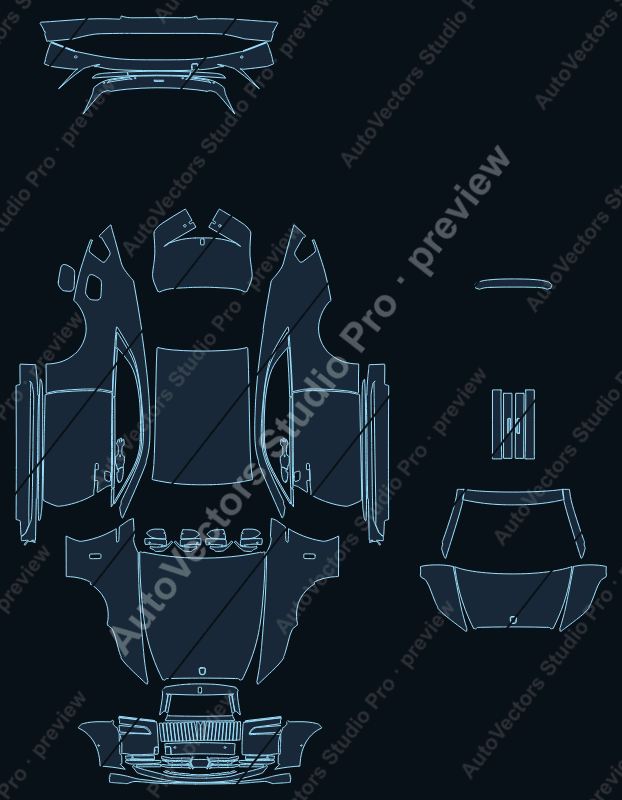 Rolls Royce Spectre 2023 coupe precut PPF pattern – watermarked preview from the cutting software