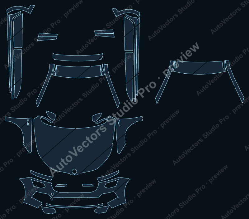 Skoda Kamiq Monte Carlo 2024 precut PPF pattern – watermarked preview from the cutting software