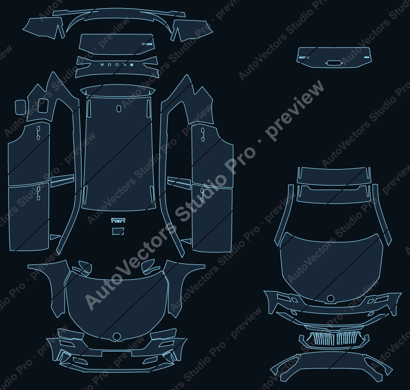 Skoda Karoq SE Drive 2022 precut PPF pattern – watermarked preview from the cutting software