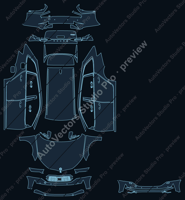 Skoda Octavia Base 2025 estate precut PPF pattern – watermarked preview from the cutting software