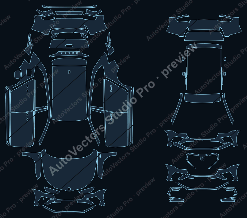 Skoda Scala Base 2026 precut PPF pattern – watermarked preview from the cutting software